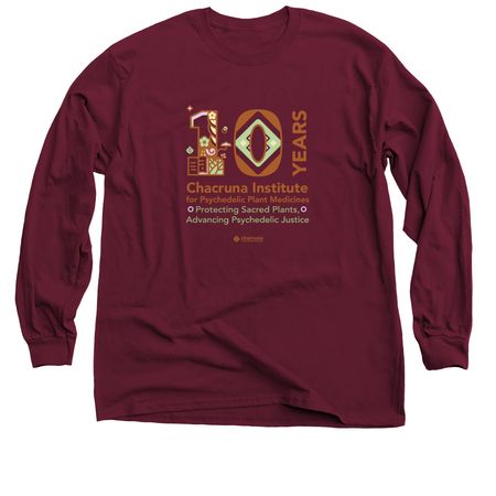 10 years Chacruna Institute, a Maroon Classic Long Sleeve Tee