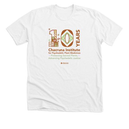 10 years Chacruna Institute, a Solid White Blend Premium Unisex Tee