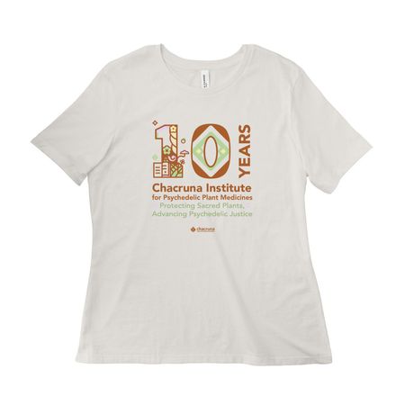 10 years Chacruna Institute, a Vintage White Women?s Relaxed Cotton Tee