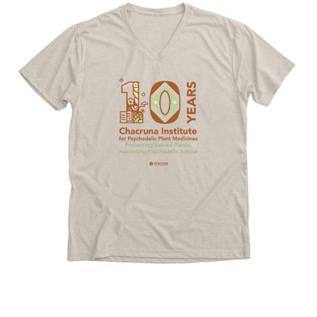 10 years Chacruna Institute, a Heather Dust Premium V-Neck Tee