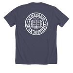 Seminary of the Story, a Heather Midnight Navy Premium Unisex Tee (back-view)