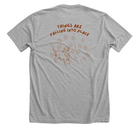 Falling into Place, a Athletic Heather Premium Unisex Tee (back-view)