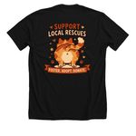 Support Local Rescues Tee ? Sunshine Farm Cat, a Solid Black Blend Premium Unisex Tee (back-view)
