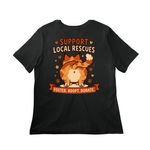 Support Local Rescues Tee ? Sunshine Farm Cat, a Vintage Black Women?s Relaxed Cotton Tee (back-view)