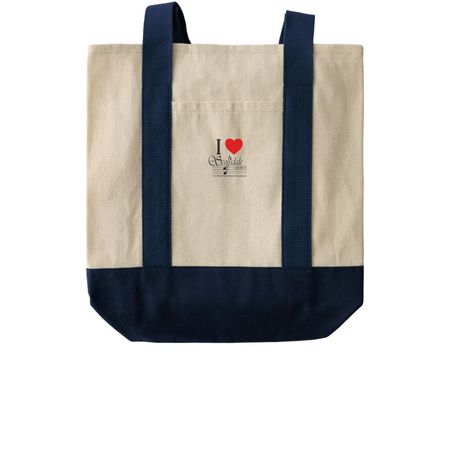 Tote Bag, a Natural/Navy Two-Tone Grocery Tote Bag