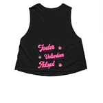 Foster Volunteer Adopt!, a Solid Black Blend Women?s Cropped Racerback Tank (back-view)