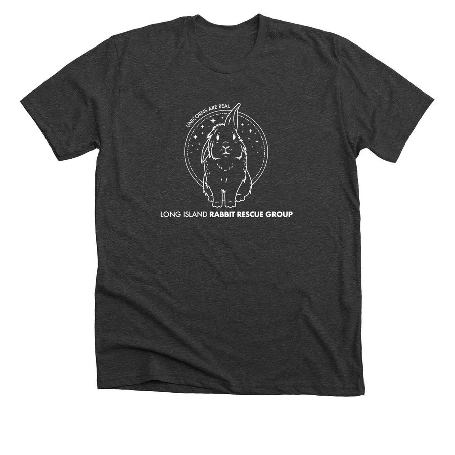 Unicorns are real! (white print), a Dark Grey Heather Premium Unisex Tee