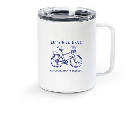 Let's Ride Bikes Mug, a White Stainless Steel Travel Mug