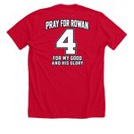 Pray for Rowan Shirt, a Solid Red Blend Premium Unisex Tee (back-view)