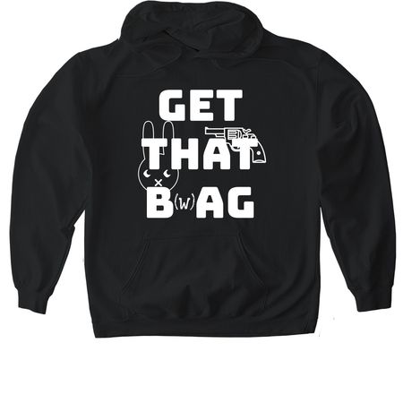 Get that B(w)AG, a Black Gildan Softstyle Pullover Hoodie
