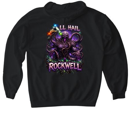 All Hail Rockwell, a Black Gildan Softstyle Pullover Hoodie
