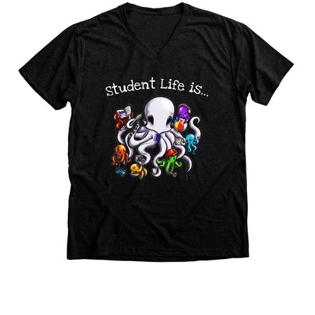 SLT shirts, a Black Heather Premium V-Neck Tee
