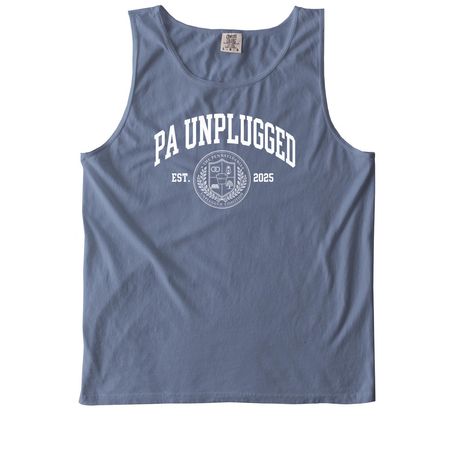 PA Unplugged Collegiate Tank, a Blue Jean Comfort Colors Tank Top