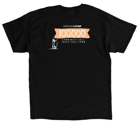 100,000 Cats Shirt, a Black Classic Unisex Tee (back-view)