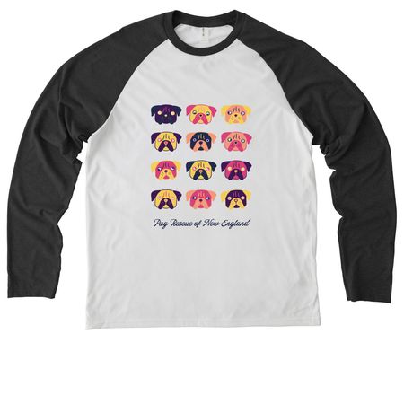 The Pug Palette Collection, a Space Black/ Bright White Allmade Eco Triblend Colorblock Raglan Long Sleeve Tee