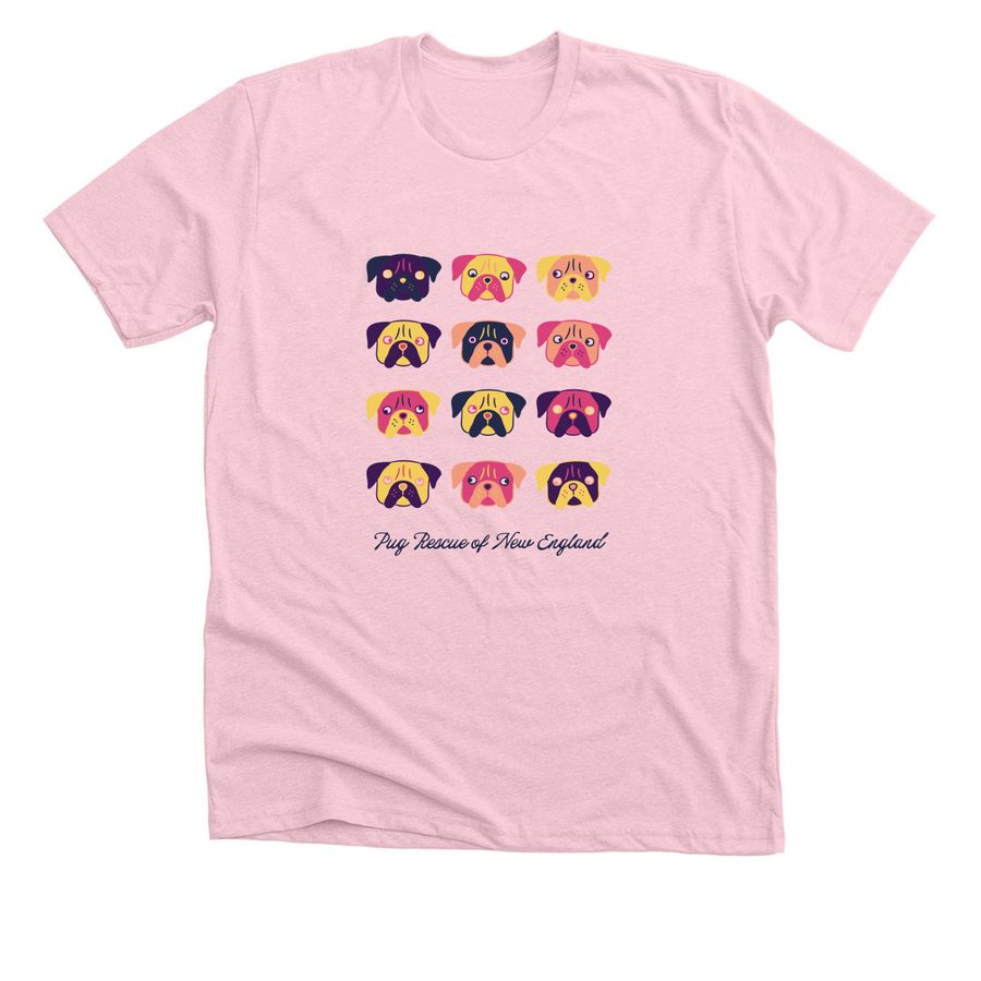 The Pug Palette Collection, a Heather Pink Premium Unisex Tee