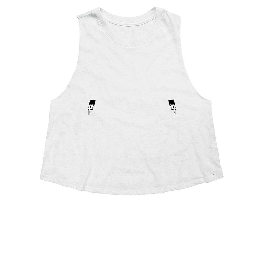 Nips & Nibs, a Solid White Blend Women's Cropped Racerback Tank