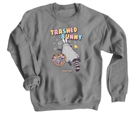 Trashed Bunny, a Charcoal Crewneck Sweatshirt