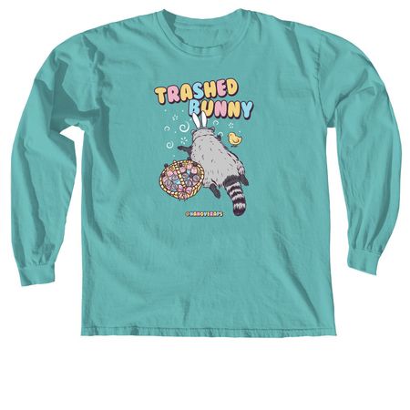 Trashed Bunny, a Seafoam Comfort Colors Long Sleeve Tee