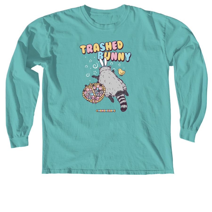 Trashed Bunny, a Seafoam Comfort Colors Long Sleeve Tee