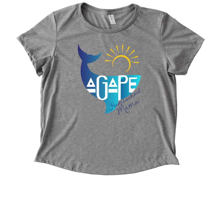 Agap? Homeschool Mama Shirt- blue text, a Aluminum Grey Allmade Eco Triblend Women?s Scoop Neck Tee