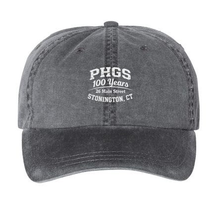 PHGS 100 Years Hat, a Black Printed Pigment Dye Baseball Cap