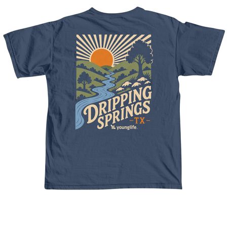 Dripping Springs Area Shirt 2026, a Midnight Comfort Colors Unisex Tee (back-view)