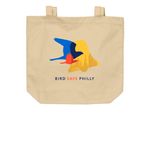 Bird Safe Schools, a Oyster Organic Cotton Tote Bag (back-view)