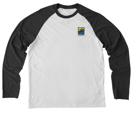 NACA Long Sleeve Shirts, a Space Black/ Bright White Allmade Eco Triblend Colorblock Raglan Long Sleeve Tee