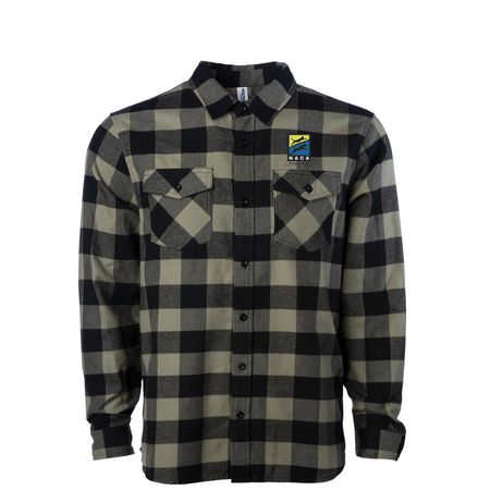 NACA Long Sleeve Shirts, a Olive/ Black Unisex Flannel Shirt