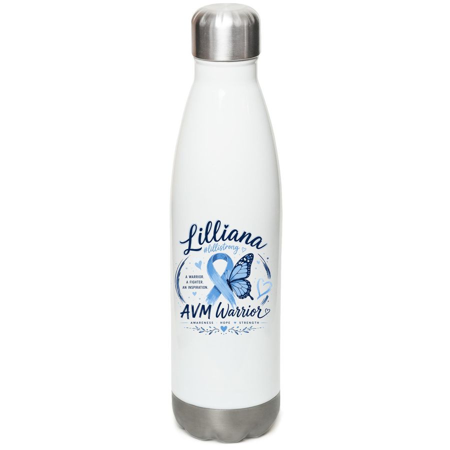 Hope, Healing & #LilliStrong, a White Stainless Steel Water Bottle
