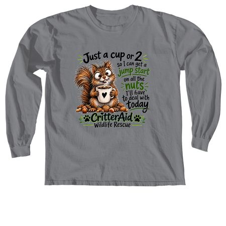Squirrel w/ coffee, a Granite Comfort Colors Long Sleeve Tee