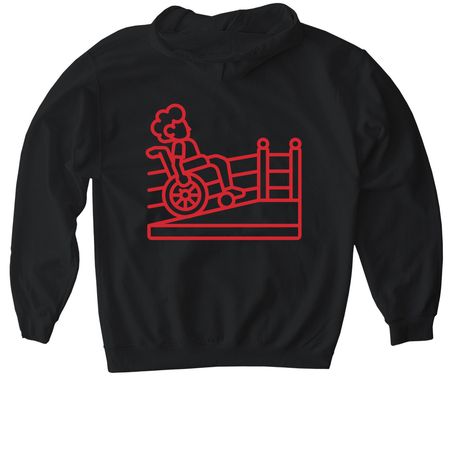 Red, a Black Gildan Softstyle Pullover Hoodie (back-view)