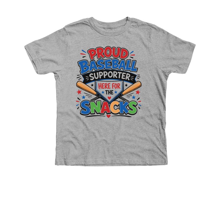 Funny Baseball Snack Shirt for Kids, a Athletic Heather Premium Youth Tee