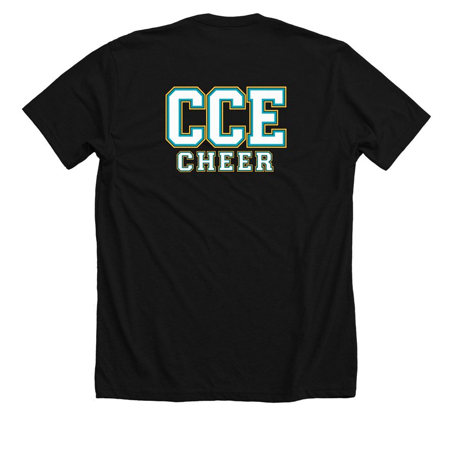 CHEER DAD&nbsp;, a Solid Black Blend Premium Unisex Tee (back-view)