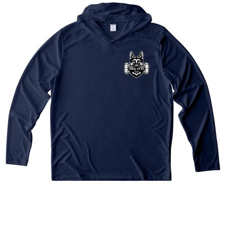 Feral Fit Canines Dock '26 Activewear, a True Navy UV Performance Long Sleeve Hoodie