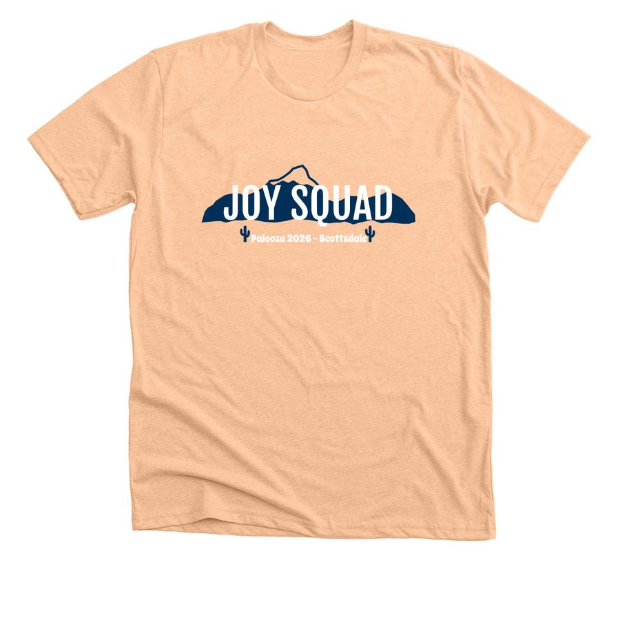 Joy Squad Palooza 2025, a Heather Peach Premium Unisex Tee