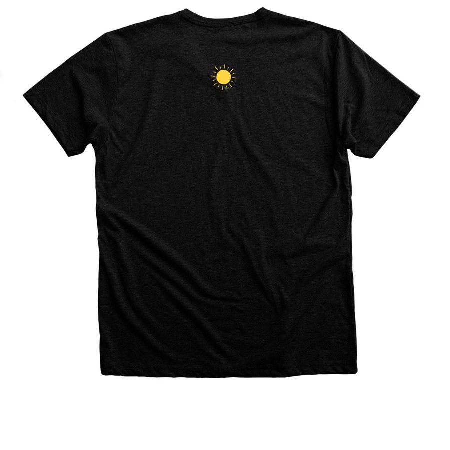 Romans 12:1-2 White Font, a Black Heather Premium Unisex Tee (back-view)