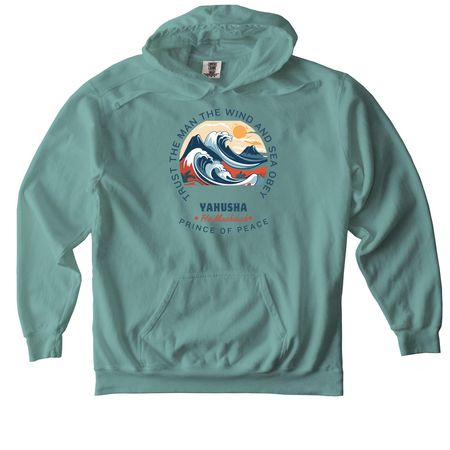 Yahusha Prince of Peace, a Seafoam Comfort Colors Pullover Hoodie