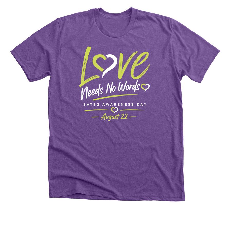 Love Needs No Words, a Heather Team Purple Premium Unisex Tee