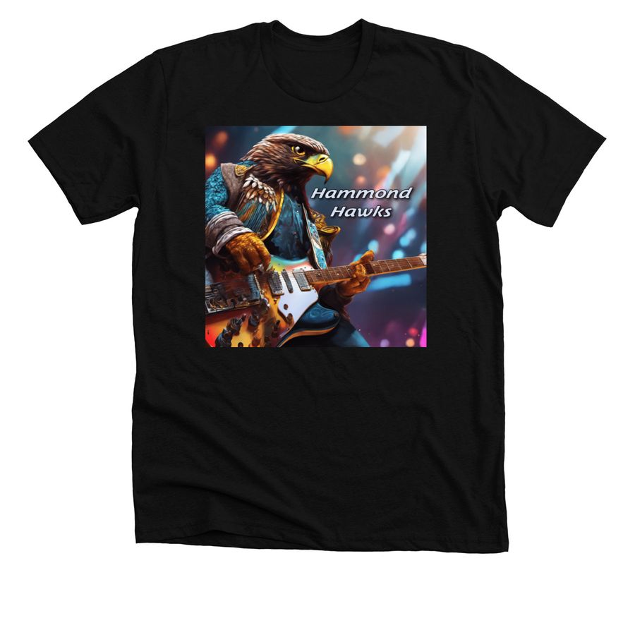Hammond Hawks, a Solid Black Blend Premium Unisex Tee