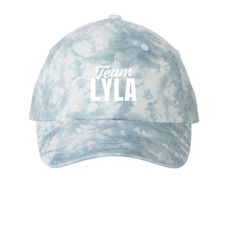 Team Lyla Hat Collection, a Light Blue Printed Tie Dye Baseball Hat