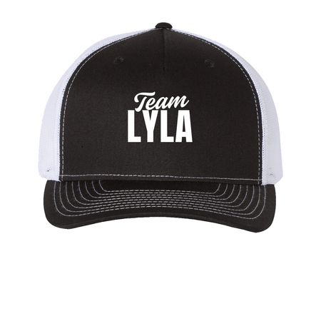 Team Lyla Hat Collection, a Black/ White Printed Five-Panel Trucker Cap