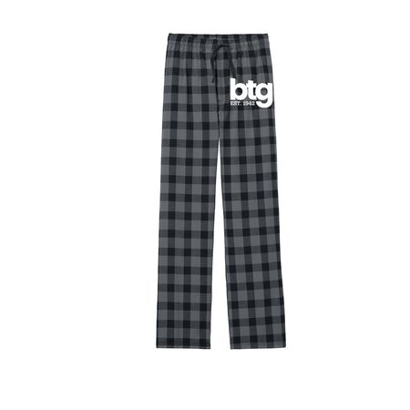 BTG Logo Flannel PJ Pants, a Grey/ Black Buffalo Check Flannel Pajama Pant