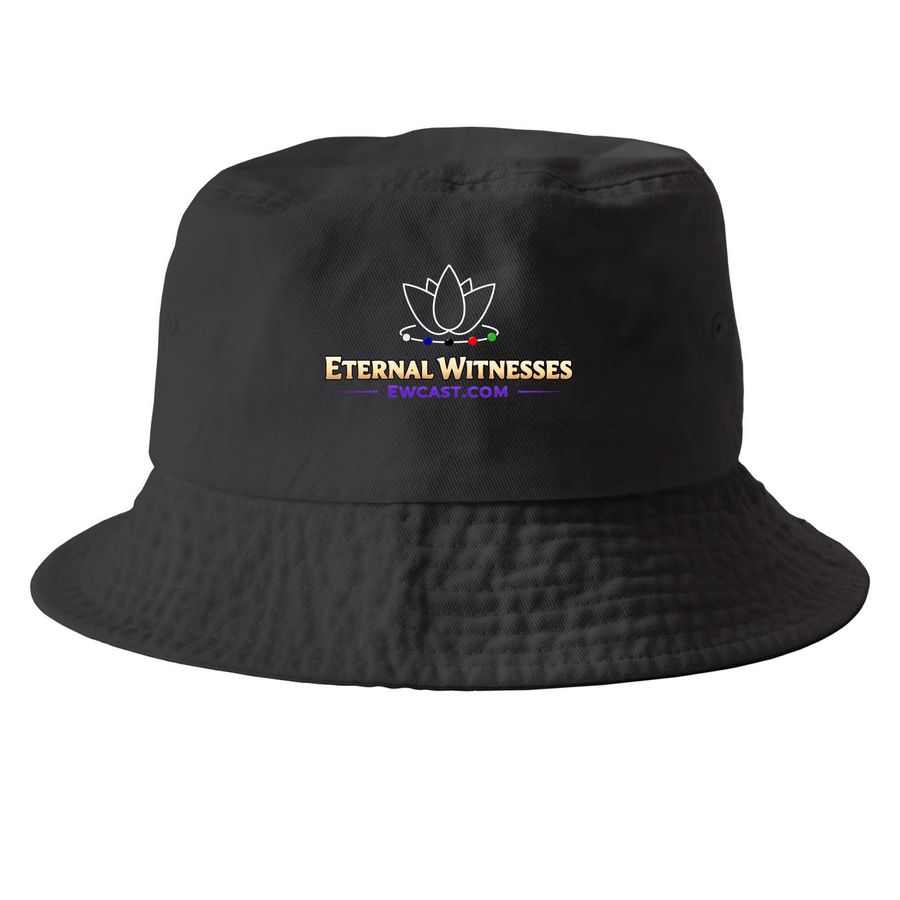 Branded Hat, a Black Printed Bucket Hat