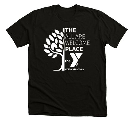 All Are Welcome, a Black Heather Premium Unisex Tee