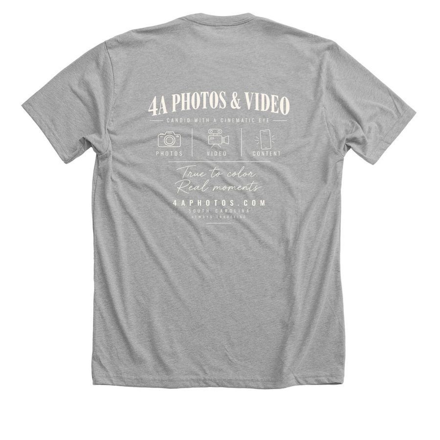 4A Gives Back Tee, a Athletic Heather Premium Unisex Tee (back-view)