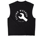 FlyingWrench tank&nbsp;, a True Black Heavyweight Garment Dye Muscle Tee (back-view)