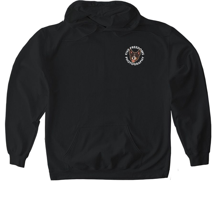 Five Freedoms X Meredith Canty, a Black Gildan Softstyle Pullover Hoodie