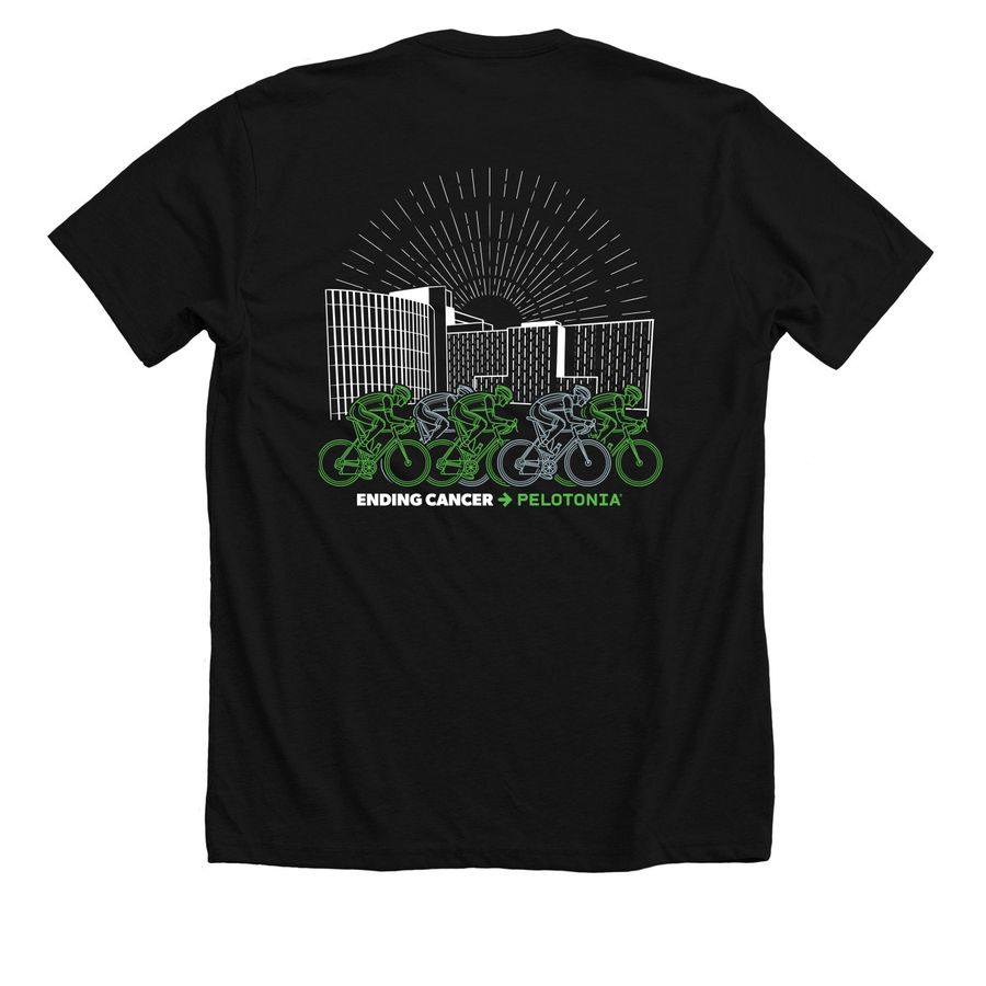 Pelotonia - OSU Hospital Shirt, a Solid Black Blend Premium Unisex Tee (back-view)